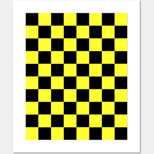 Daffodil and Black Chessboard Pattern Posters and Art